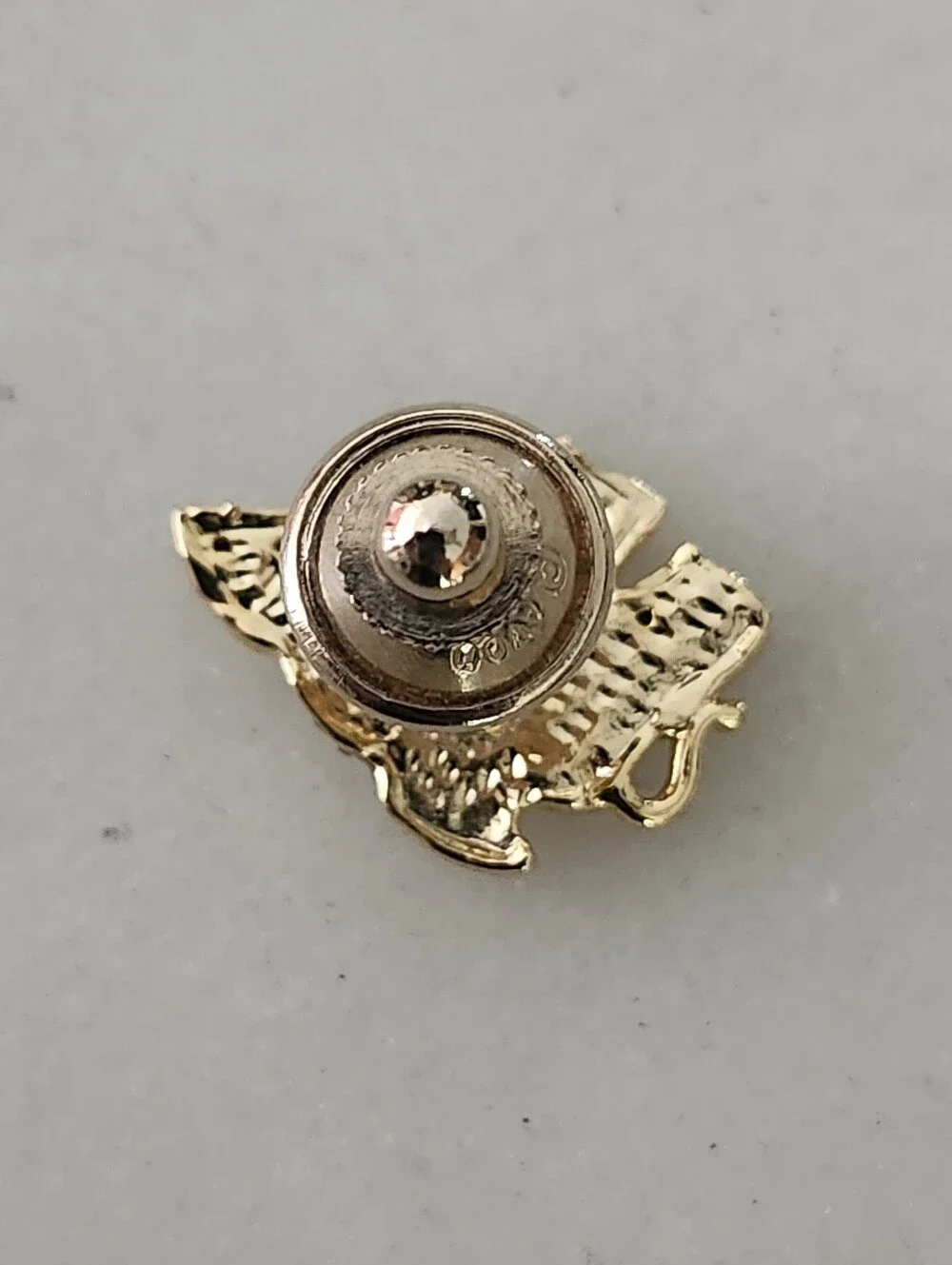 Super Cute Gold Tone Crystal Baby Elephant Lapel Pin - Green Eye Accent